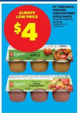 Real Canadian Superstore PC Organics Organic Unsweetened Apple Sauce offer
