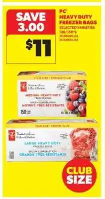 Real Canadian Superstore PC Heavy Duty Freezer Bags offer