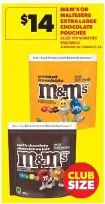 Real Canadian Superstore M&M's or Maltesers Extra Large Chocolate Pouches offer