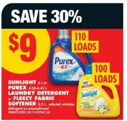 No Frills Sunlight or Purex Laundry Detergent or Fleecy Fabric Softener offer