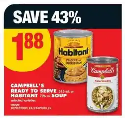 No Frills Campbell's Ready to Serve or Habitant Soup offer