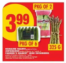 No Frills Romaine Hearts, Asparagus, or Farmer's Market Mini Cucumbers offer
