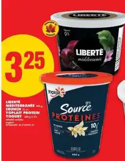 No Frills LIBERTÉ MÉDITERRANÉE CRUNCH or YOPLAIT PROTEIN YOGURT offer