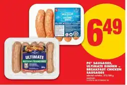 No Frills PC Sausages, Ultimate Dinner or Breakfast Chicken Sausages offer
