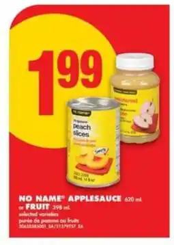 No Frills NO NAME APPLESAUCE or FRUIT offer