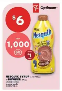 No Frills NESQUIK SYRUP or POWDER offer