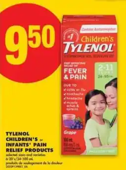 No Frills TYLENOL CHILDREN'S or INFANTS PAIN RELIEF PRODUCTS offer