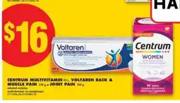 No Frills Centrum Multivitamin, Voltaren Back & Muscle Pain or Joint Pain offer