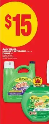 No Frills GAIN LIQUID LAUNDRY DETERGENT or FLINGS offer