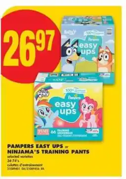 No Frills PAMPERS EASY UPS or NINJAMA'S TRAINING PANTS offer