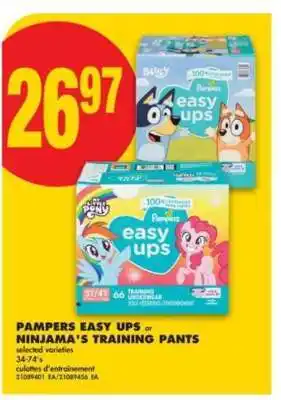 No Frills PAMPERS EASY UPS or NINJAMA'S TRAINING PANTS offer
