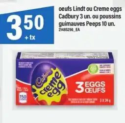 Maxi oeufs Lindt ou Creme eggs Cadbury 3 un offer