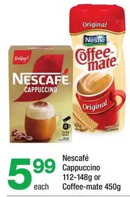 Highland Farms Nescafé Cappuccino 112-148g or Coffee-mate 450g offer