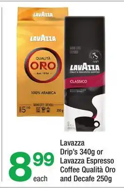 Highland Farms Lavazza Drip's 340g or Lavazza Espresso Coffee Qualità Oro and Decaffeinated 250g offer
