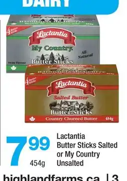Highland Farms Lactantia Butter Sticks Salted or My Country Unsalted offer