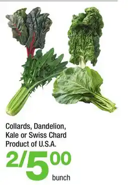 Highland Farms Collards, Dandelion, Kale or Swiss Chard offer