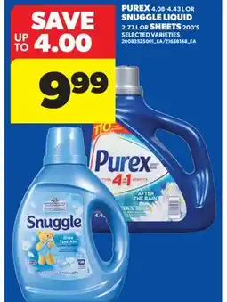 Real Canadian Superstore PUREX, 4.08-4.43 L OR SNUGGLE LIQUID, 2.77 L OR SHEETS, 200' S offer