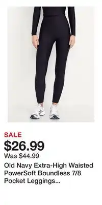 Old Navy Old Navy Extra-High Waisted PowerSoft Boundless 7/8 Pocket Leggings – No Front Seam offer