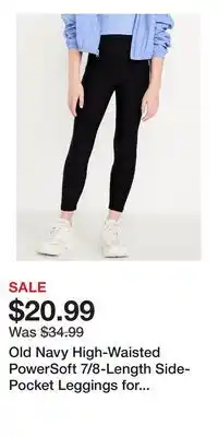 Old Navy Old Navy High-Waisted PowerSoft 7/8-Length Side-Pocket Leggings for Girls offer