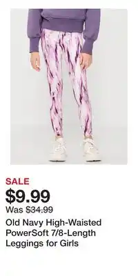 Old Navy Old Navy High-Waisted PowerSoft 7/8-Length Leggings for Girls offer