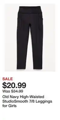 Old Navy Old Navy High-Waisted StudioSmooth 7/8 Leggings for Girls offer