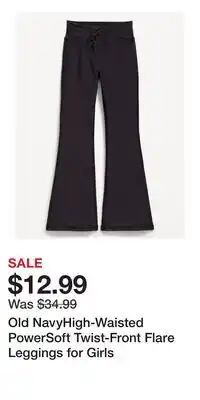 Old Navy Old NavyHigh-Waisted PowerSoft Twist-Front Flare Leggings for Girls offer