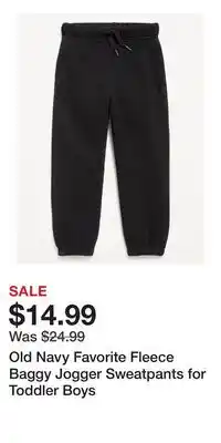 Old Navy Old Navy Favorite Fleece Baggy Jogger Sweatpants for Toddler Boys offer