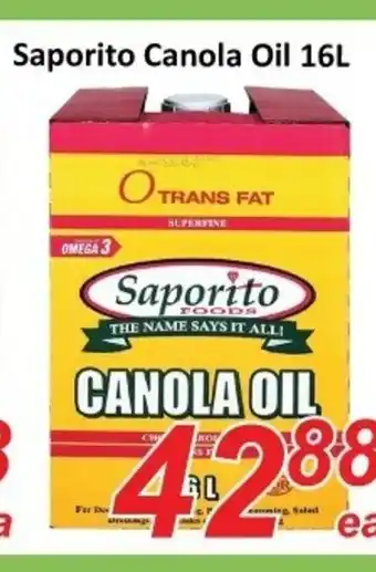 Fresh Win Foodmart Saporito Canola Oil 16L offer