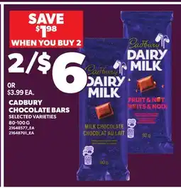 Independent City Market CADBURY CHOCOLATE BARS offer