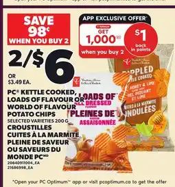 Independent City Market PC KETTLE COOKED, LOADS OF FLAVOUR OR WORLD OF FLAVOUR POTATO CHIPS offer
