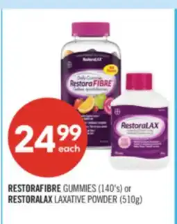 Shoppers Drug Mart RESTORAFIBRE GUMMIES (140's) or RESTORALAX LAXATIVE POWDER (510g) offer