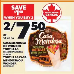 Independent City Market CASA MENDOSA OR WONDER TORTILLAS, 10 INCH offer