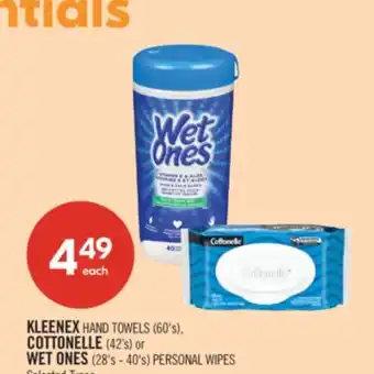 Shoppers Drug Mart KLEENEX HAND TOWELS (60's), COTTONELLE (42's) or WET ONES (28's - 40's) PERSONAL WIPES offer
