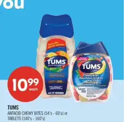 Shoppers Drug Mart TUMS ANTACID CHEWY BITES (54's - 60's) or TABLETS (140's - 160's) offer