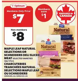Independent City Market MAPLE LEAF NATURAL SELECTIONS OR SCHNEIDERS DELI SLICED MEAT, 150/175 G offer