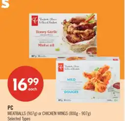 Shoppers Drug Mart PC MEATBALLS (907g) or CHICKEN WINGS (800g - 907g) offer