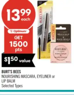 Shoppers Drug Mart BURT'S BEES NOURISHING MASCARA, EYELINER or LIP BALM offer