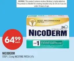 Shoppers Drug Mart NICODERM STEP 1 21mg NICOTINE PATCH 14's offer