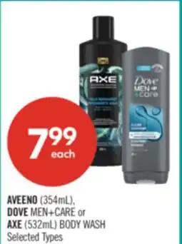 Shoppers Drug Mart AVEENO (354mL), DOVE MEN+CARE or AXE (532mL) BODY WASH offer