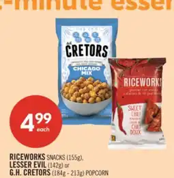 Shoppers Drug Mart RICEWORKS SNACKS (155g), LESSER EVIL (142g) or G.H. CRETORS (184g - 213g) POPCORN offer