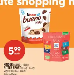 Shoppers Drug Mart Kinder Bueno (145g) or Ritter Sport (116g - 133g) Mini Chocolate Bars offer