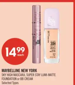 Shoppers Drug Mart MAYBELLINE NEW YORK SKY HIGH MASCARA, SUPER STAY LUMI-MATTE FOUNDATION or BB CREAM offer