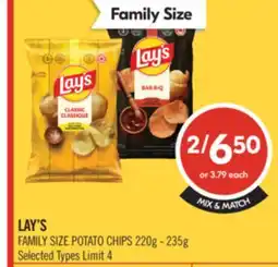 Shoppers Drug Mart LAY'S FAMILY SIZE POTATO CHIPS 220g - 235g offer