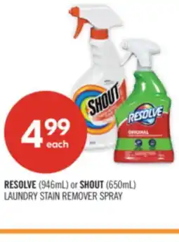 Shoppers Drug Mart RESOLVE (946mL) or SHOUT (650mL) LAUNDRY STAIN REMOVER SPRAY offer