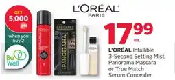 Rexall L' ORÉAL Infallible 3-Second Setting Mist, Panorama Mascara or True Match Serum Concealer offer
