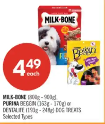 Shoppers Drug Mart MILK-BONE (800g - 900g), PURINA BEGGIN (163g - 170g) or DENTALIFE (193g - 248g) DOG TREATS offer