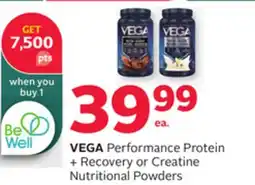 Rexall VEGA Performance Protein + Recovery or Creatine Nutritional Powders offer