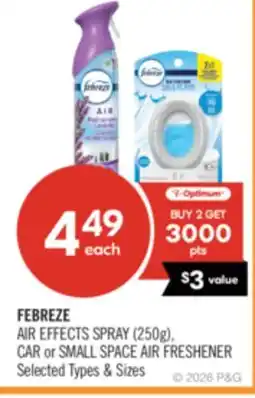 Shoppers Drug Mart FEBREZE AIR EFFECTS SPRAY (250g), CAR or SMALL SPACE AIR FRESHENER offer