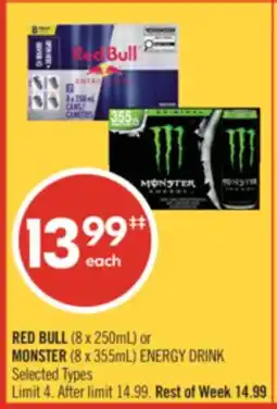 Shoppers Drug Mart RED BULL (8 x 250mL) or MONSTER (8 x 355mL) ENERGY DRINK offer