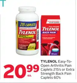 Rexall TYLENOL Easy-To-Open Arthritis Pain Caplets 215' s or Extra Strength Back Pain Caplets 60' s offer